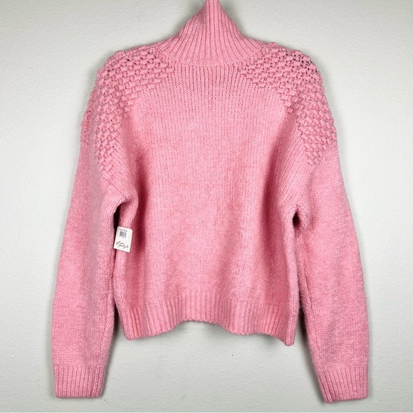 NWT Free People Bradley Textured Cropped Mock Neck Pullover Sweater in Pink - Picture 6 of 6